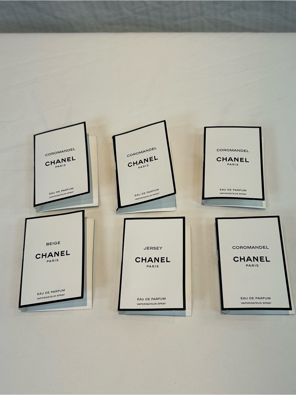 CHANEL lot of 6 Les Exclusifs Fragrance Samples - Coromandel, Beige, Jersey